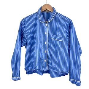 J.Crew Womens Blue White Striped Cotton Pajama Shirt M